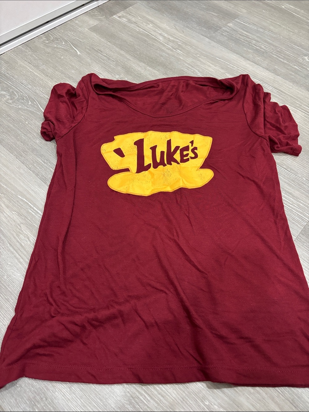 Luke's Diner Graphic Tee in Burgundy and Yellow